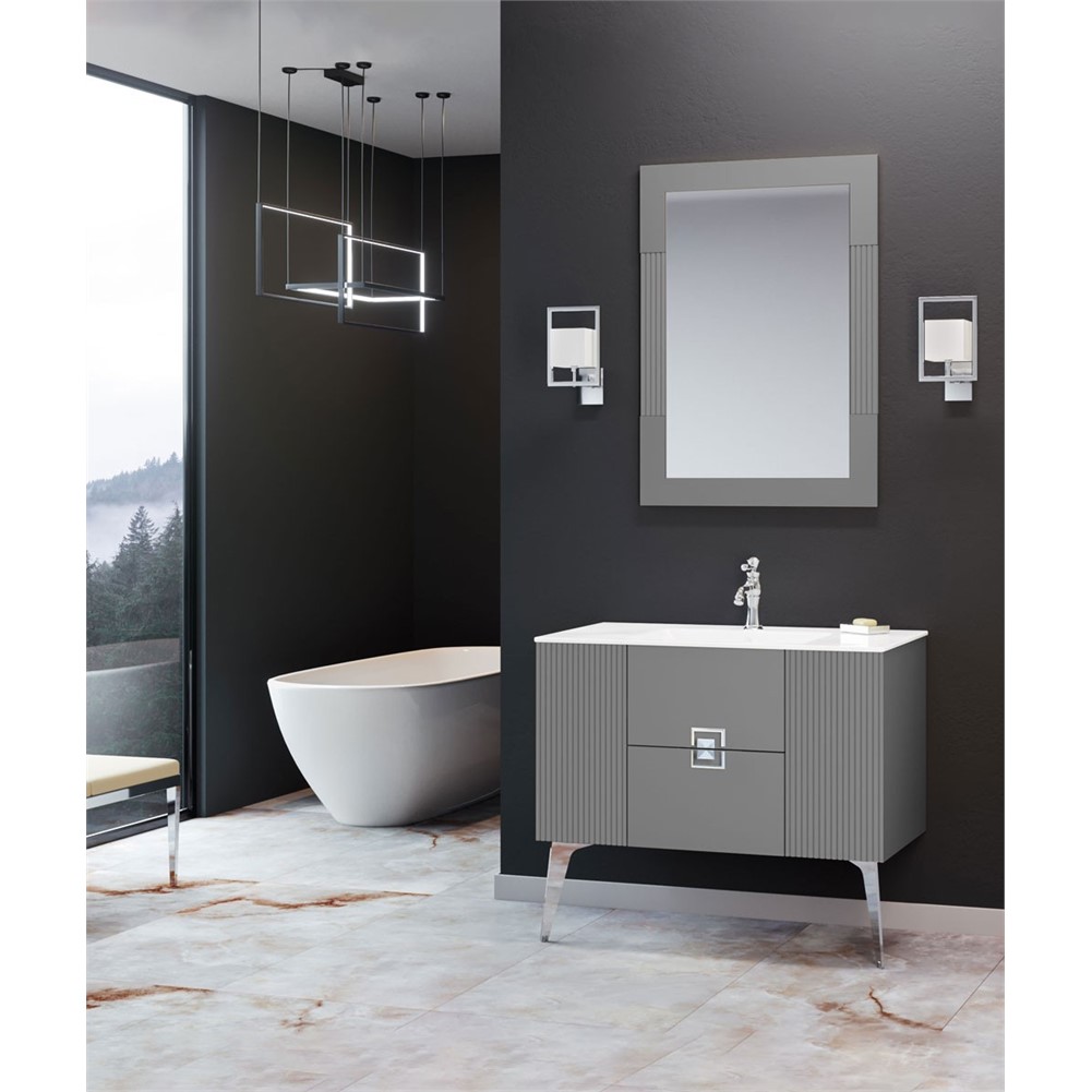 ORKA Adria Banyo Dolabı Takımı Mat Gri Krom 120 cm ORKA5000014