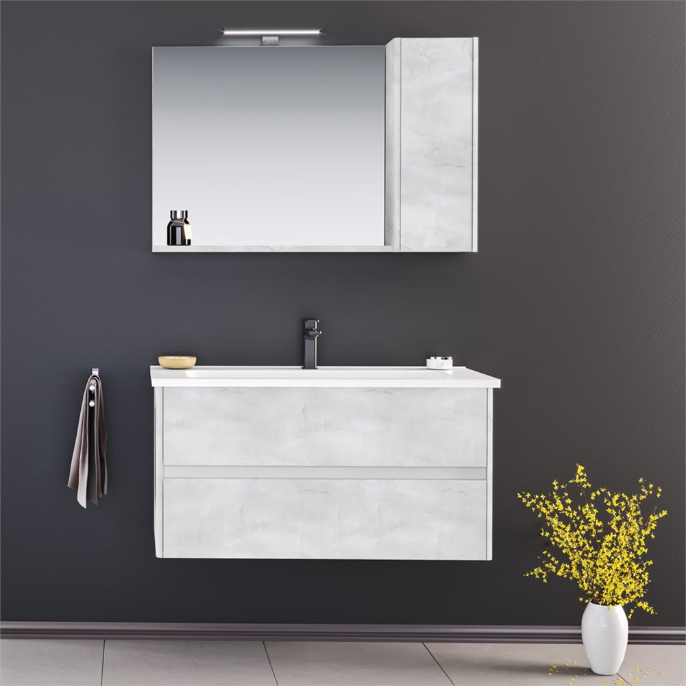 ORKA Düden Stone Banyo Dolabı Takımı Mat Onyx 80 cm ORKA5002755