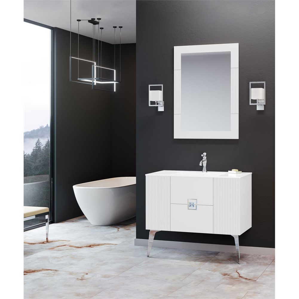 ORKA Adria Banyo Dolabı Takımı Mat Beyaz Krom 100 cm ORKA5000001