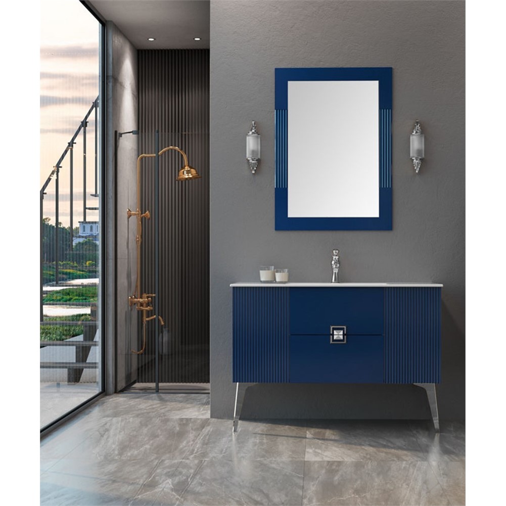 ORKA Adria Banyo Dolabı Takımı Mat Lacivert Krom 100 cm ORKA5000004