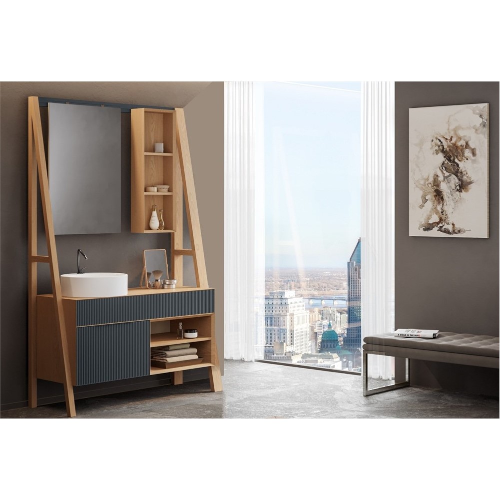 ORKA  Aura Banyo Dolabı Takımı Meşe 125 cm ORKA5000027