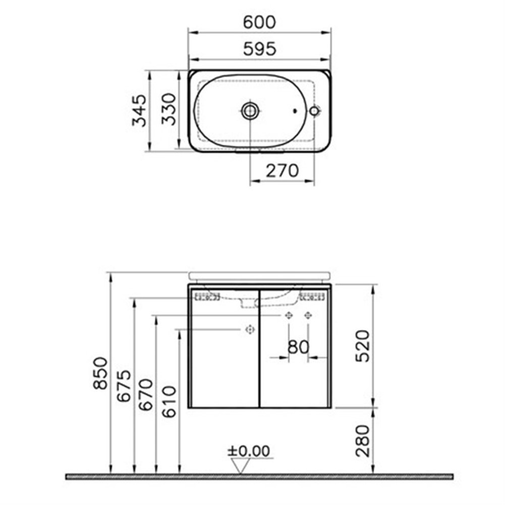 VitrA Nest Trendy Dar Lavabo Dolabı 60 cm Parlak Beyaz | 56415