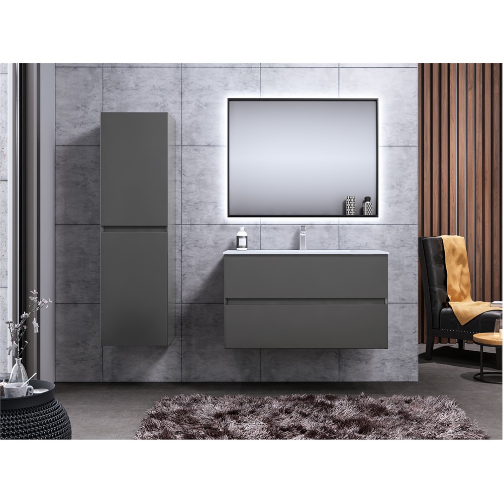 ORKA Nest Banyo Dolabı Takımı Mat Antrasit Lake 120 cm ORKA5000556