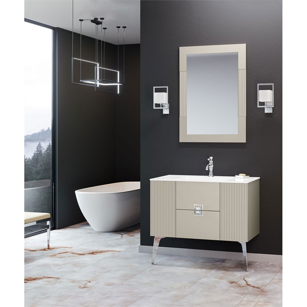 ORKA Adria Banyo Dolabı Takımı Mat Vizon Krom 100 cm ORKA5000008