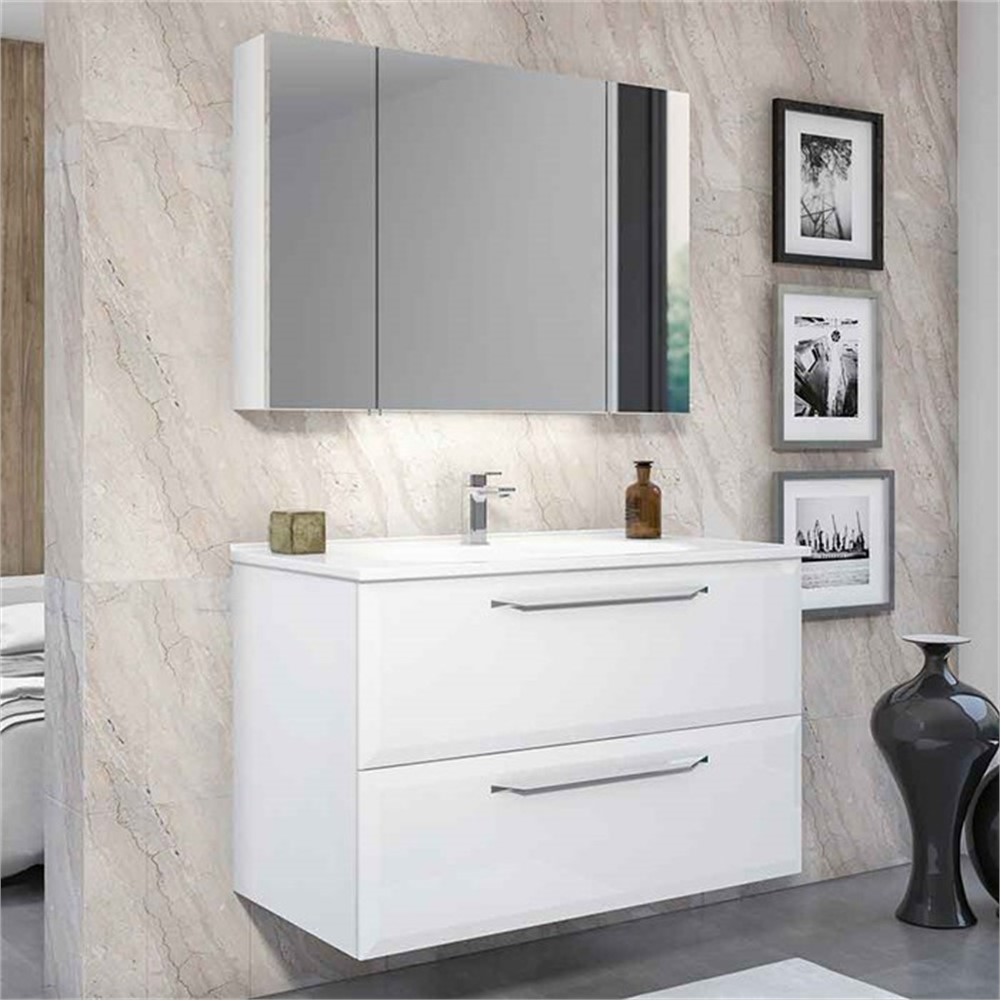 ORKA Nuvola Banyo Dolabı Takımı Parlak Beyaz Lake 100 cm ORKA5000597