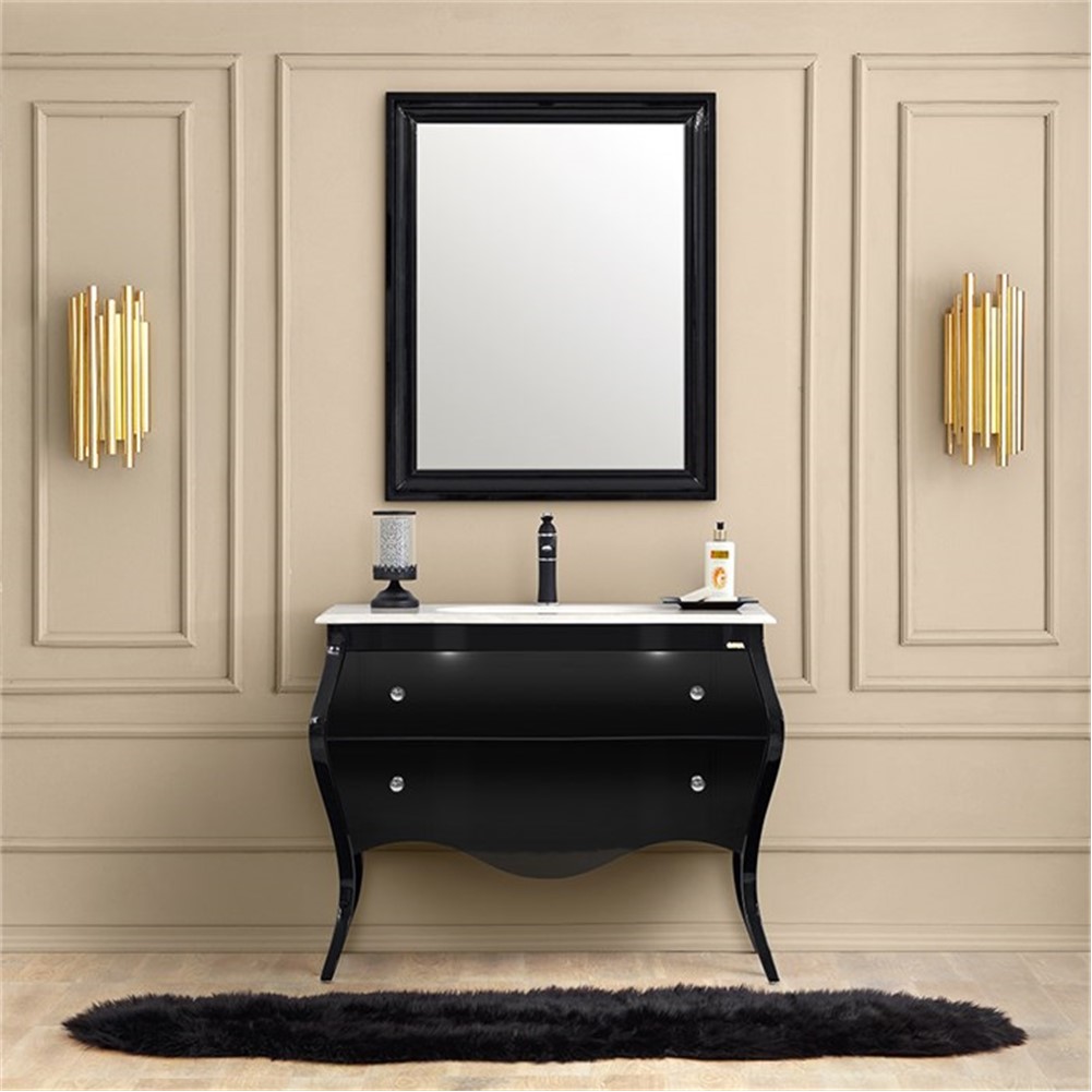 ORKA Prestige Banyo Dolabı Takımı Parlak Siyah 110 cm ORKA5000647